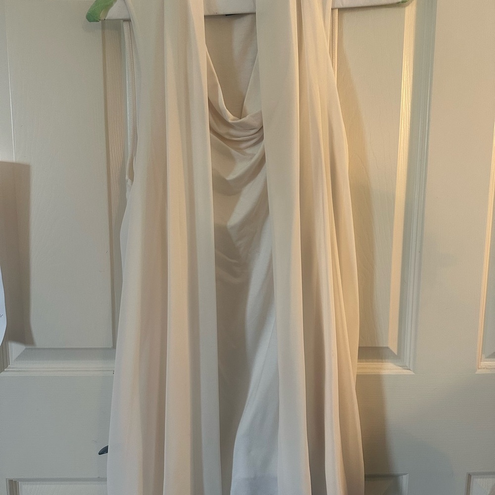 White House Black Market Cream Drape Top
